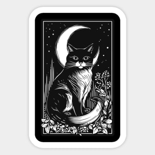 Black Cat Moon Tarot Witchy Sticker